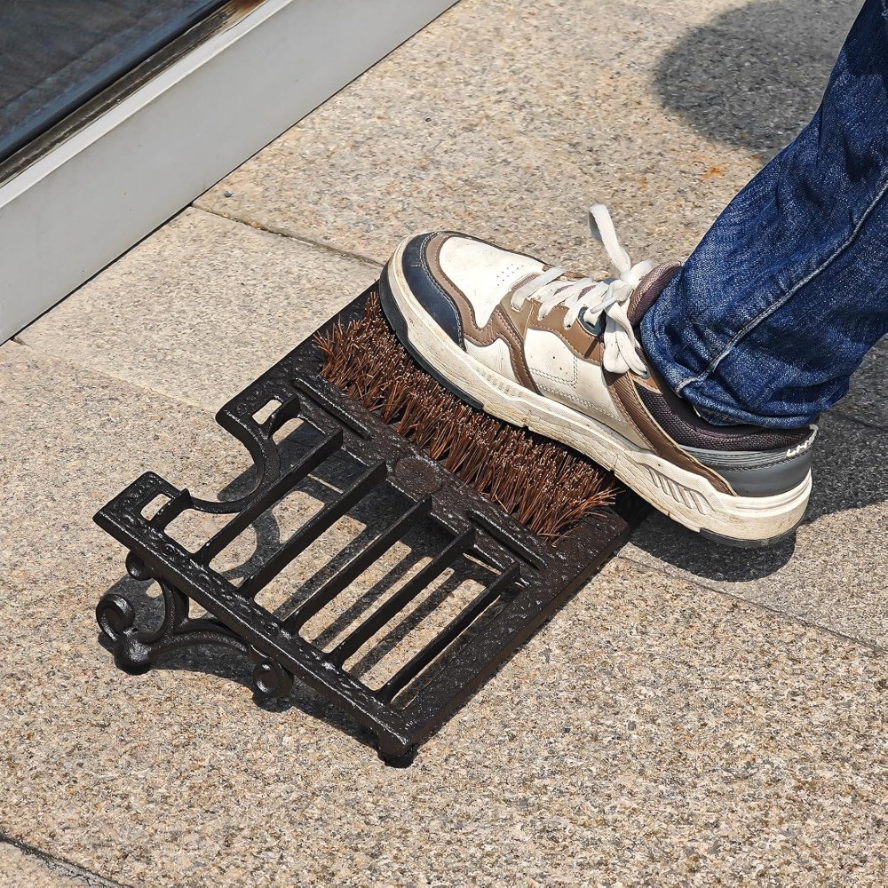 Heavy-Duty Vintage Cast Iron Boot Brush with Scraper