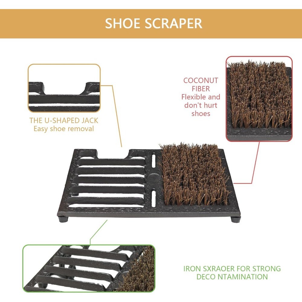 Heavy-Duty Vintage Cast Iron Boot Brush with Scraper