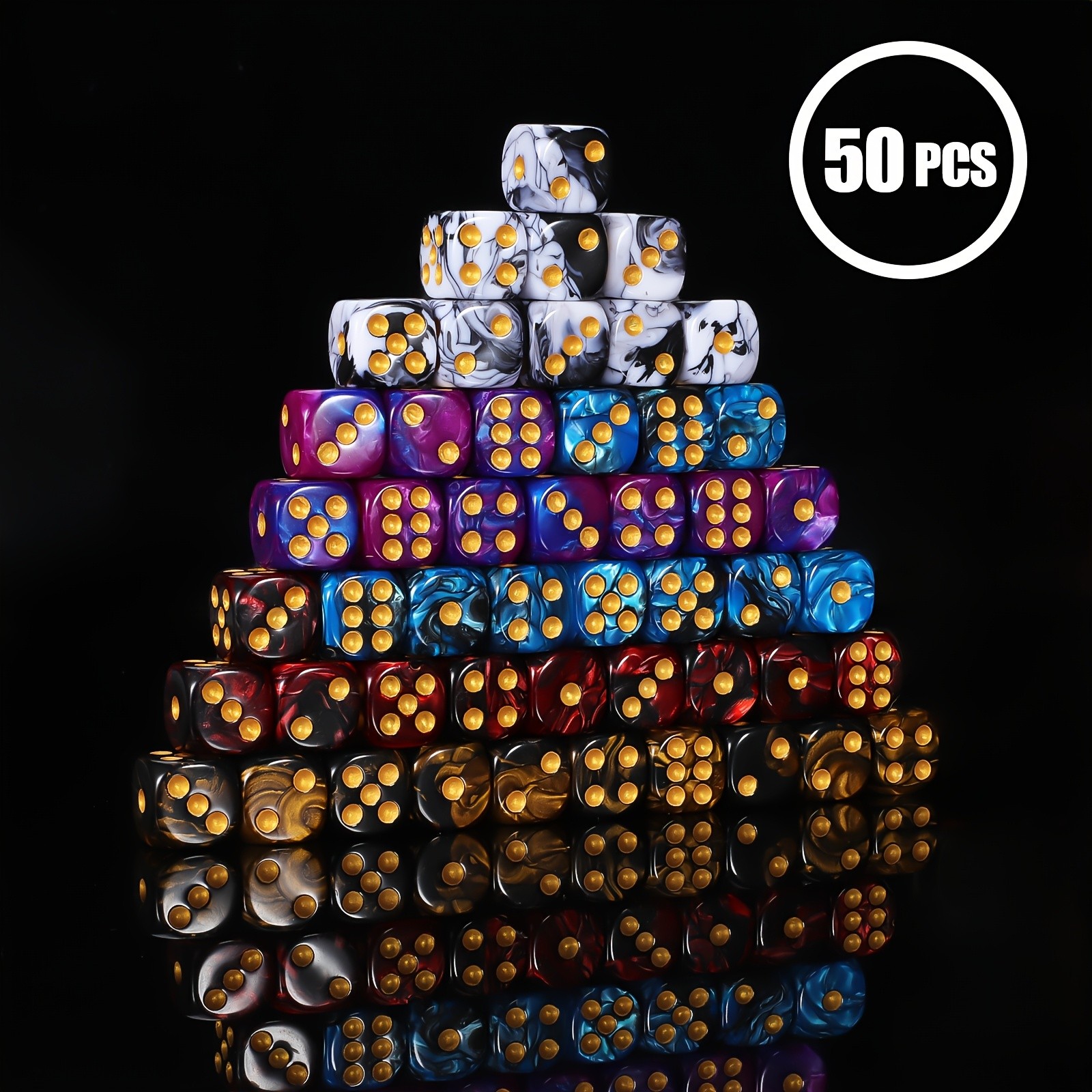 EDIFON 50pcs Polyhedral Dice D6
