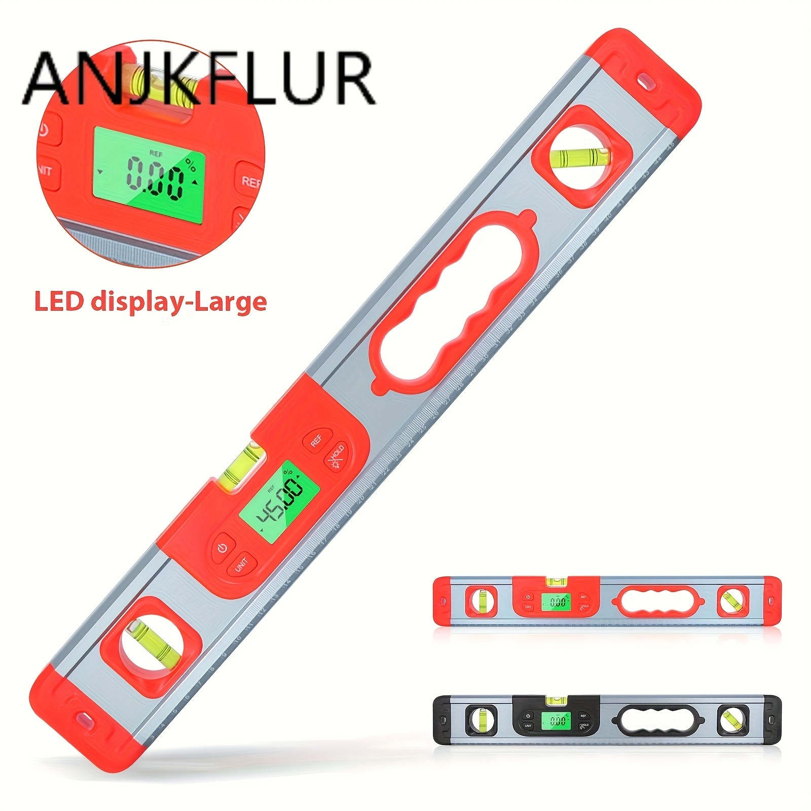 ANJKFLUR Heavy-Duty Digital Level Ruler Inclinometer Protractor