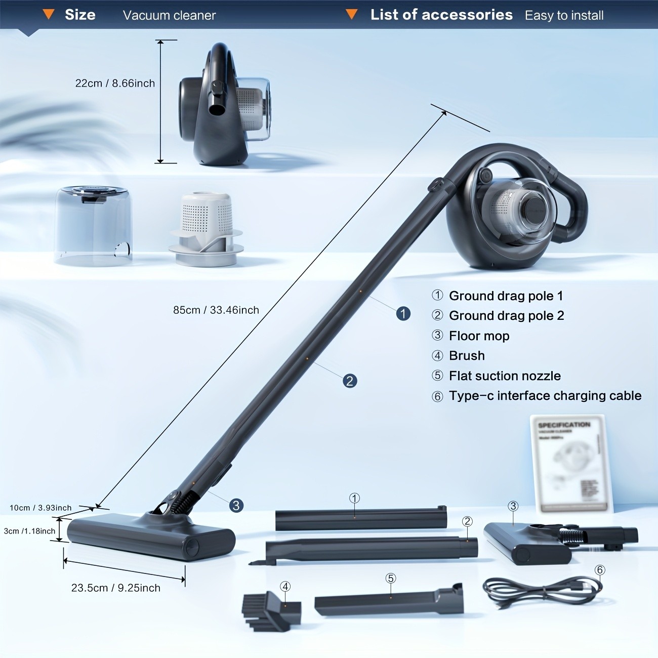 CascadeVac Handheld Vacuum Floor Cleaner