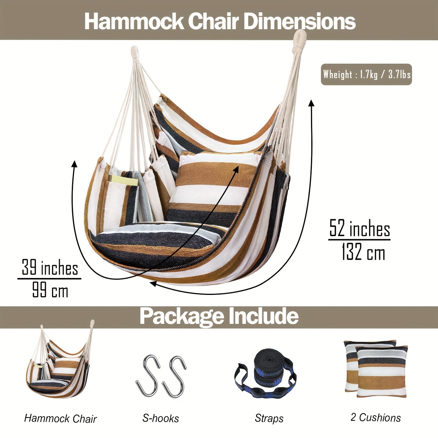 Hammock Chair Set Complete Comfort System with Premium Straps & Cushions