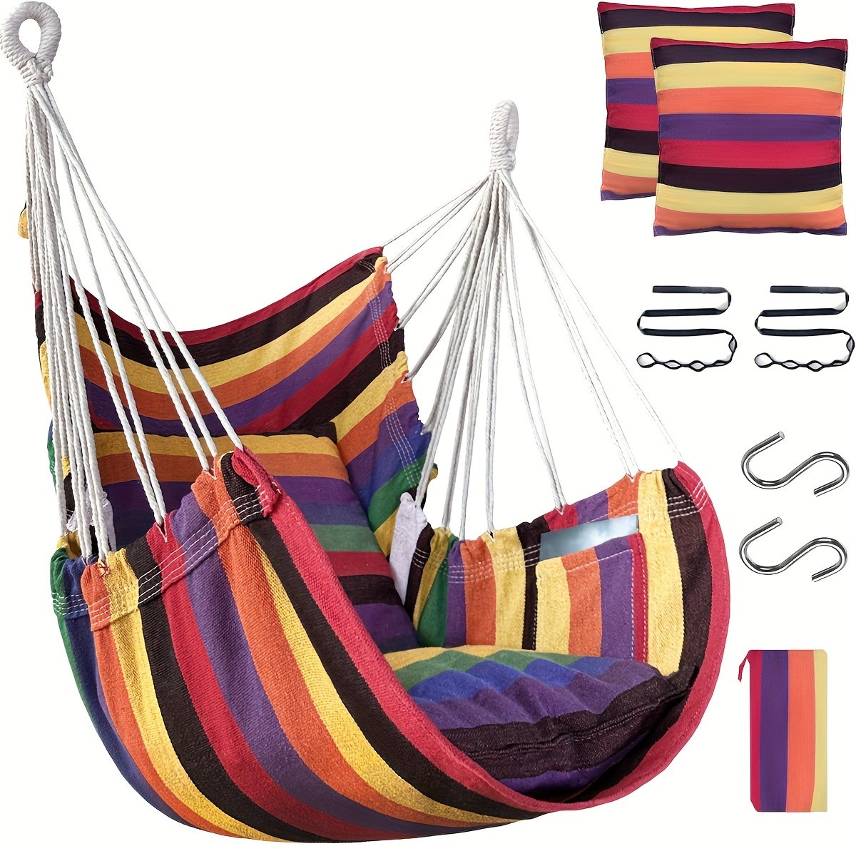 Hammock Chair Set Complete Comfort System with Premium Straps & Cushions