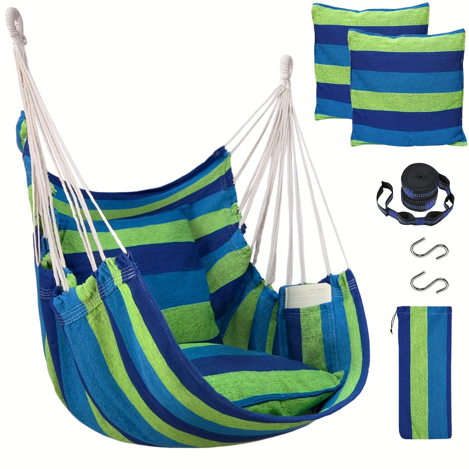 Hammock Chair Set Complete Comfort System with Premium Straps & Cushions