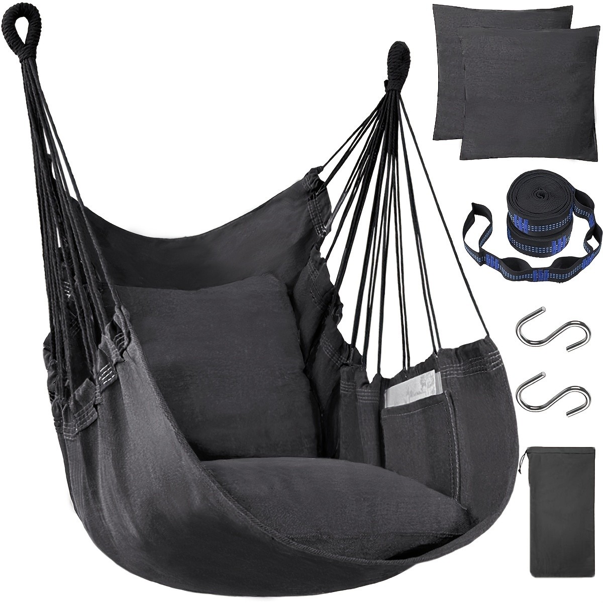 Hammock Chair Set Complete Comfort System with Premium Straps & Cushions