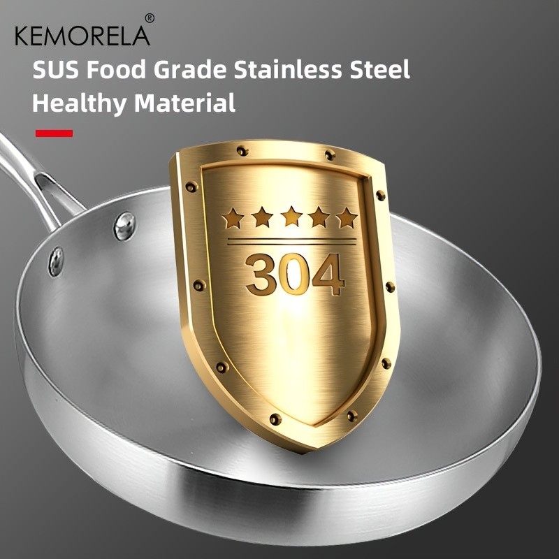 KEMORELA Nonstick Frying Pan 304 Stainless Steel Easy-Clean Skillet for Eggs, Omelettes & Everyday Cooking