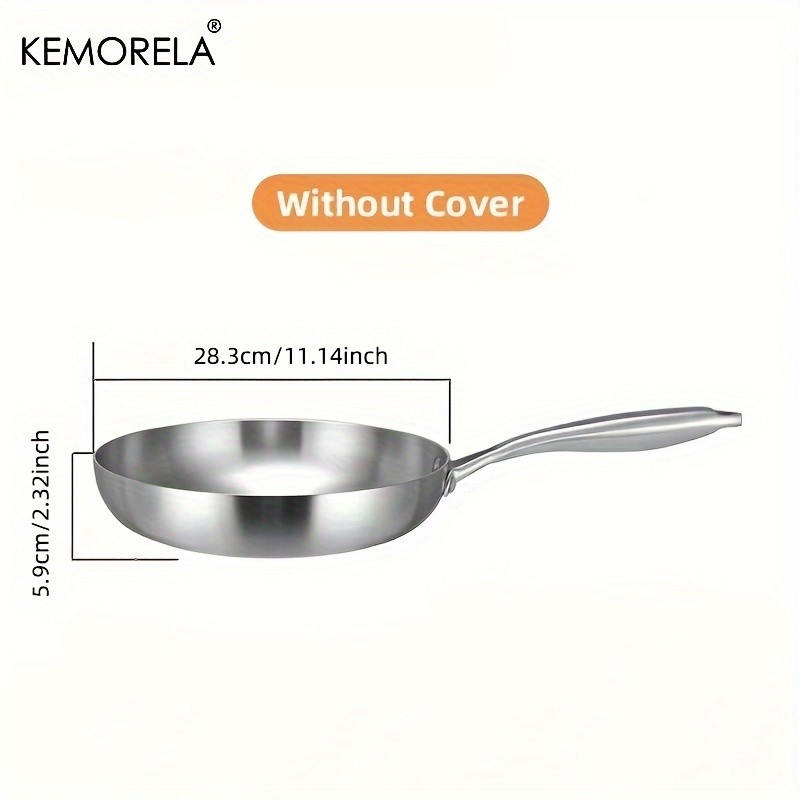 KEMORELA Nonstick Frying Pan  304 Stainless Steel Easy-Clean Skillet for Eggs, Omelettes & Everyday Cooking