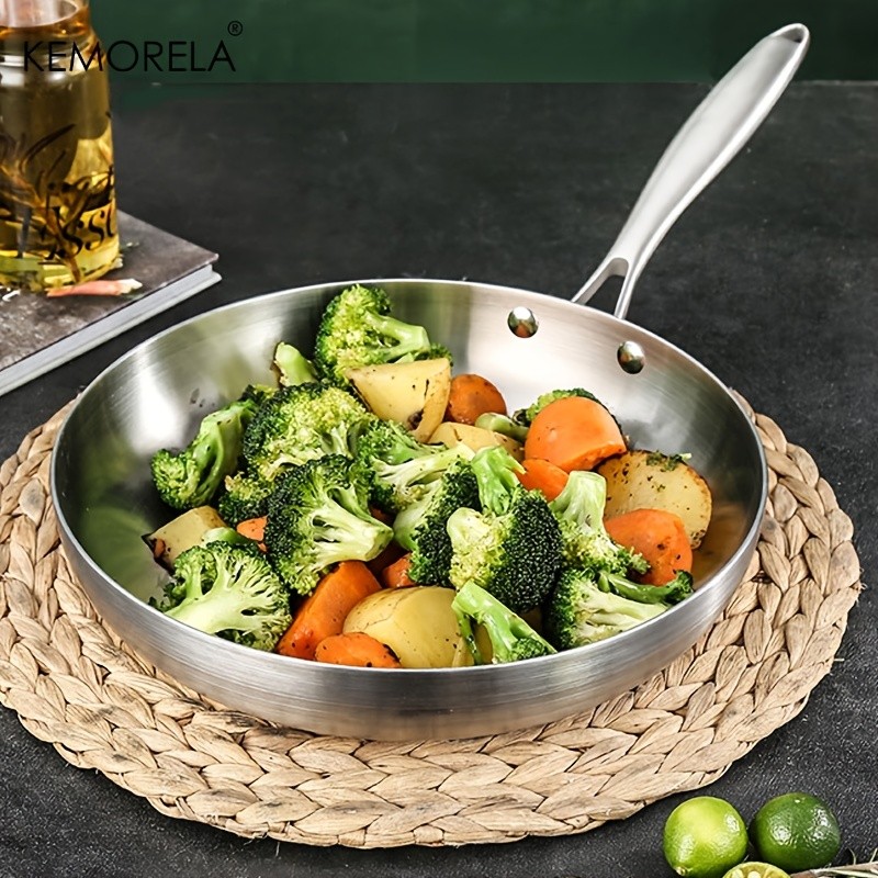KEMORELA Nonstick Frying Pan 304 Stainless Steel Easy-Clean Skillet for Eggs, Omelettes & Everyday Cooking