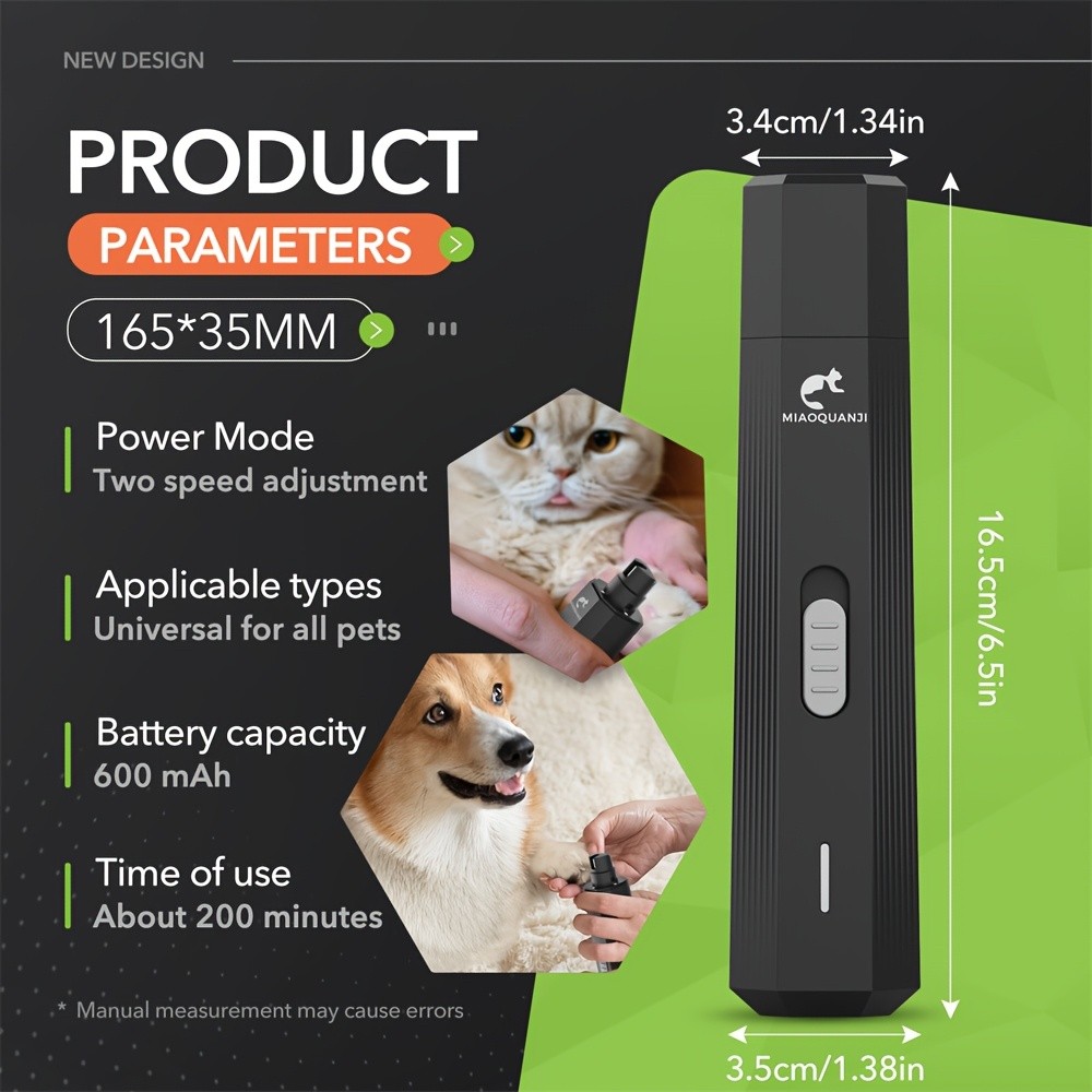 Professional Electric Dog Nail Clipper with 3 LED Lights