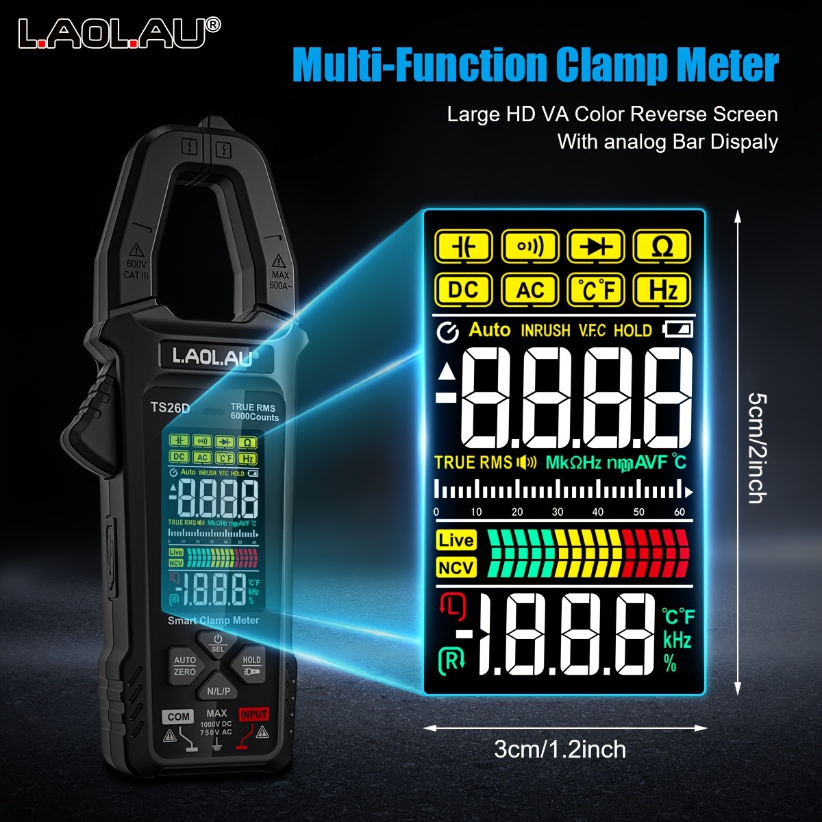 L.AOL.AU 1pc TS26D/TS26A New Digital Clamp Multimeter