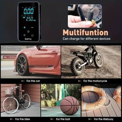 Suitu Portable Cordless Tire Inflator with Digital Pressure Gauge & LED Light Quick and Efficient Tire Inflation for Every Emergency