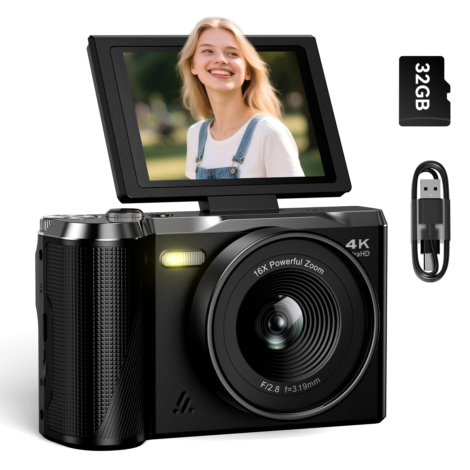 RIVGOT 2025 New Mirrorless Camera with CMOS & 1300W FHD Vlog Camera