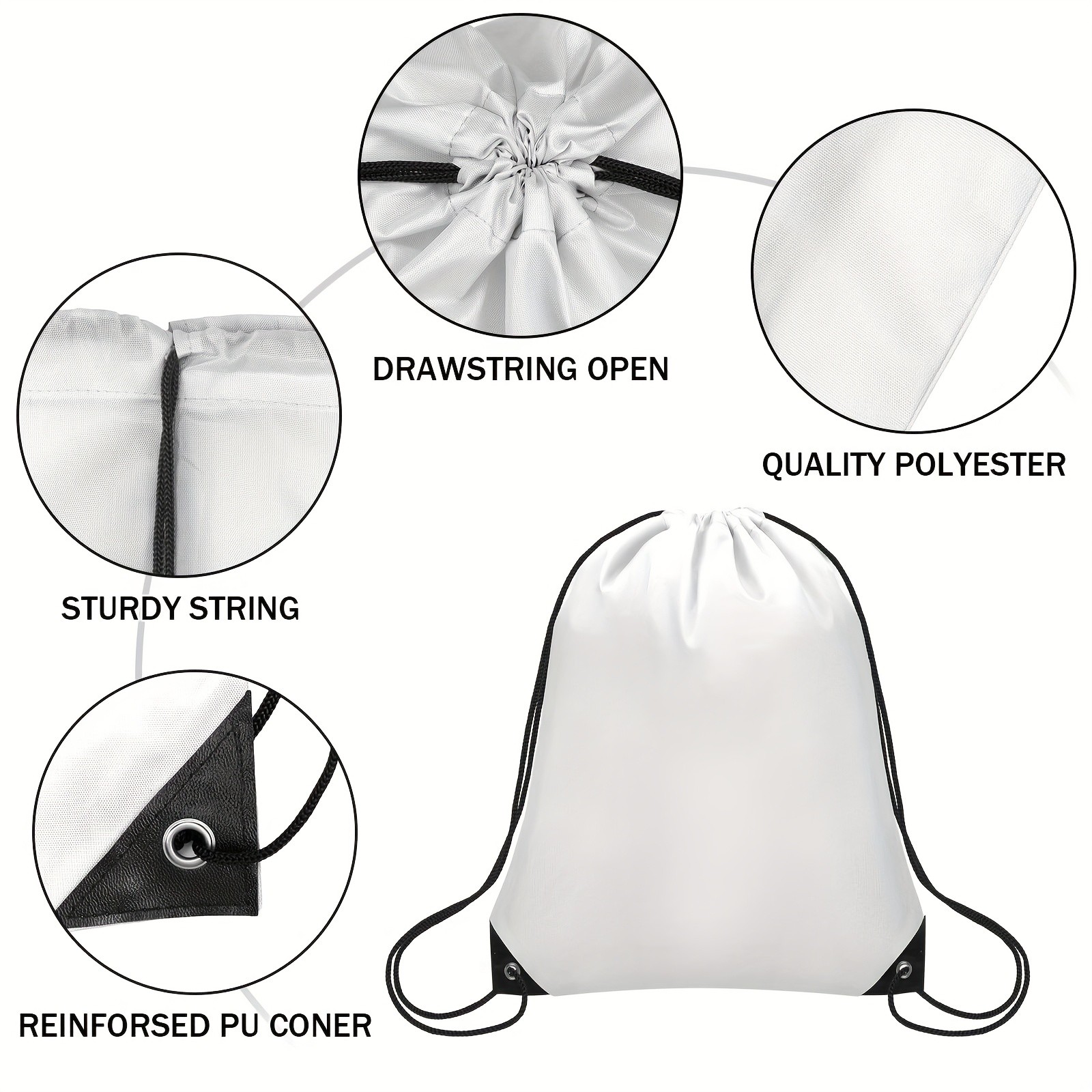 10/20pcs Sublimation Blank Drawstring Backpack