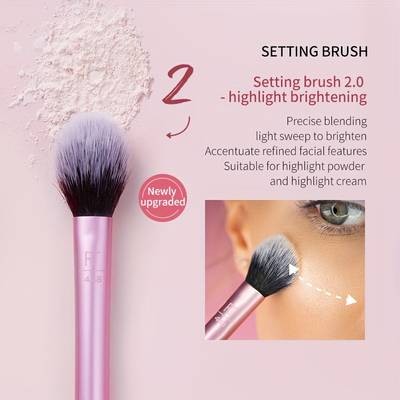 Real Techniques Upgraded Face Makeup Brush Set 418 Advanced Daily Face Set Includes Blush Brush Final Setting Brush Shadow Brush Contour Brush
