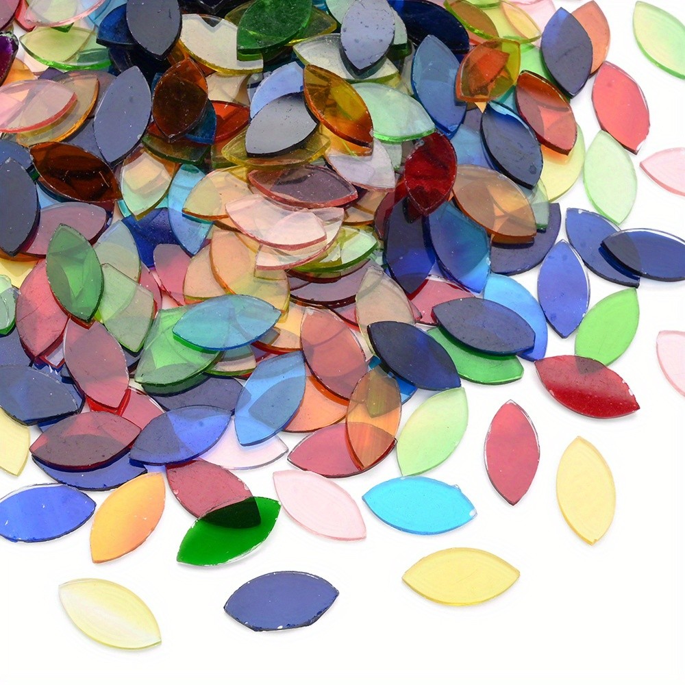 100pcs Vibrant Diamond-Shaped Fusible Glass Materials