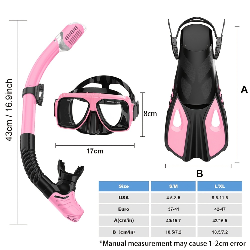 JoyMaySun Snorkeling Mask + Snorkel + Fins Set