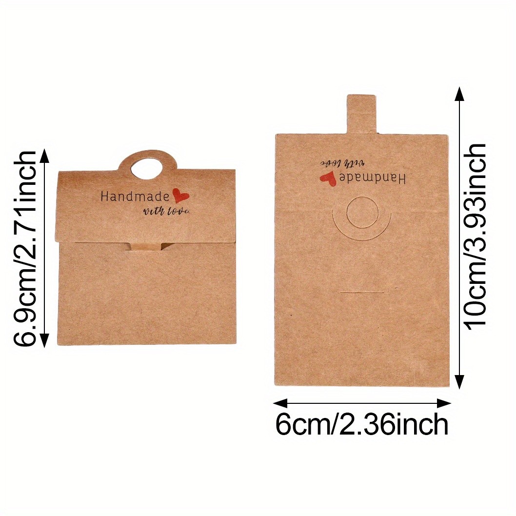 50pcs Handmade Paper Jewelry Display Cards with "Handmade with Love"