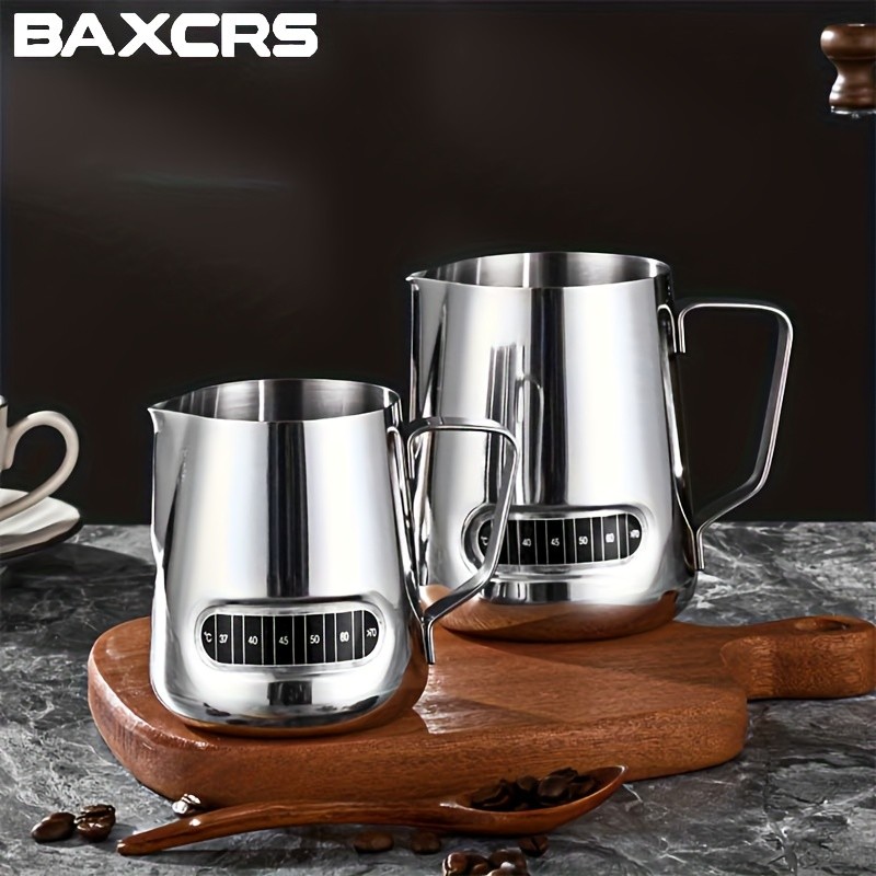 BAXCRS Stainless Steel Latte Mug with Temperature Display & Graduated Measuring Cup