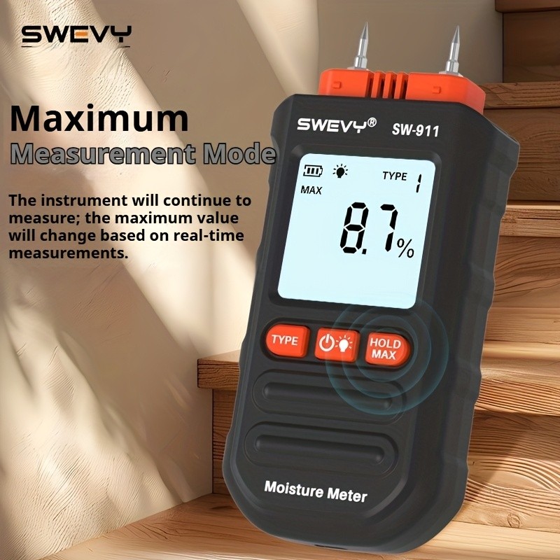 SWEVY SW911/SW912 Backlit LCD Digital Wood Moisture Meter