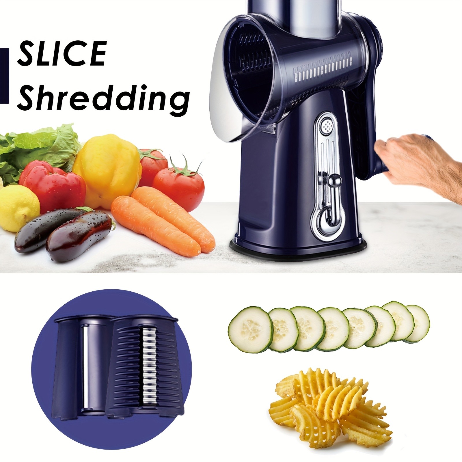 iWhale Heavy-Duty 5-in-1 Rotary Cheese Grater Faster Prep, Smoother Cooking