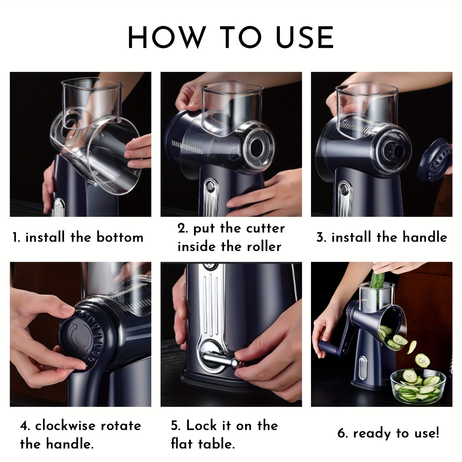 iWhale Heavy-Duty 5-in-1 Rotary Cheese Grater Faster Prep, Smoother Cooking