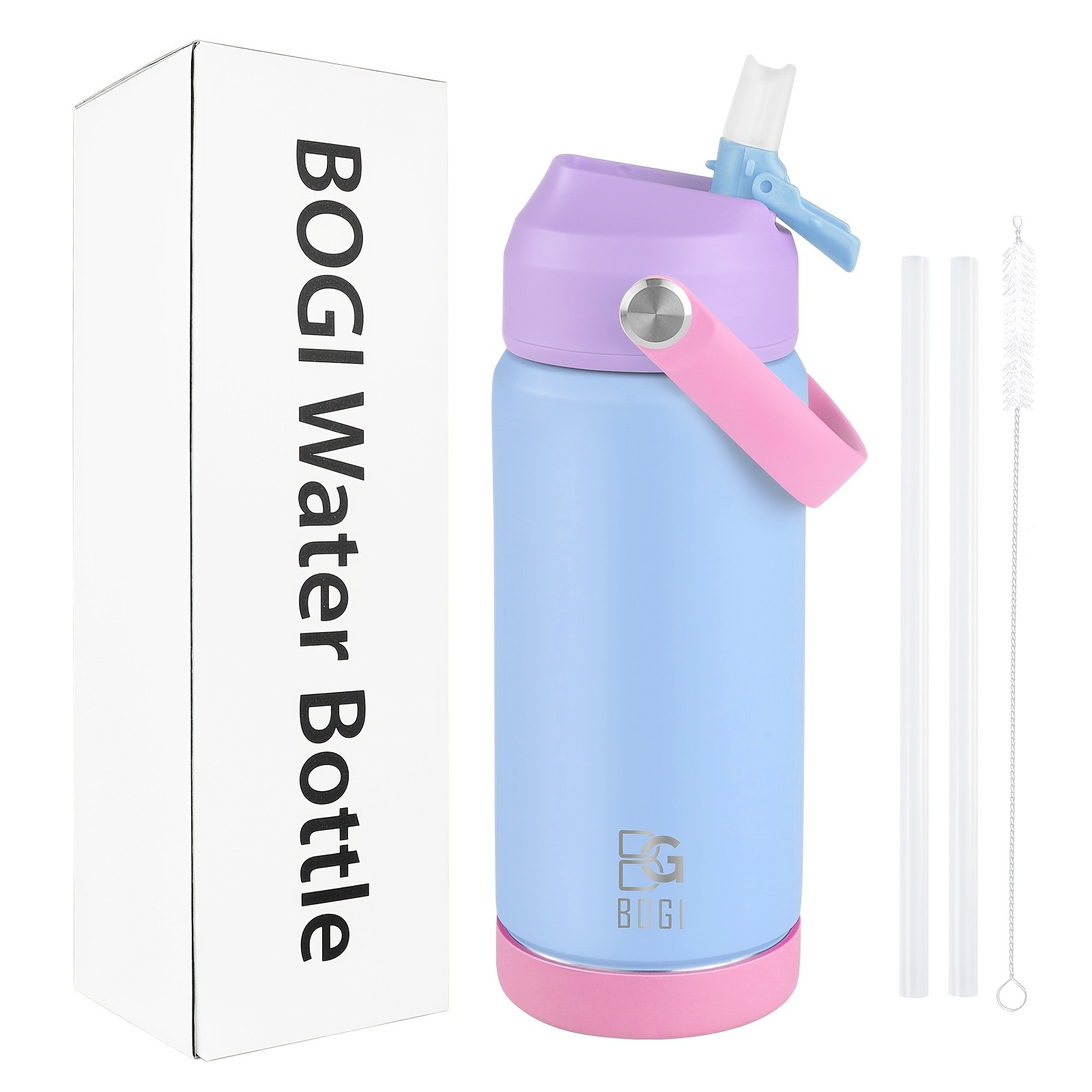 BOGI 18oz Insulated Stainless Steel Water Bottle with Straw