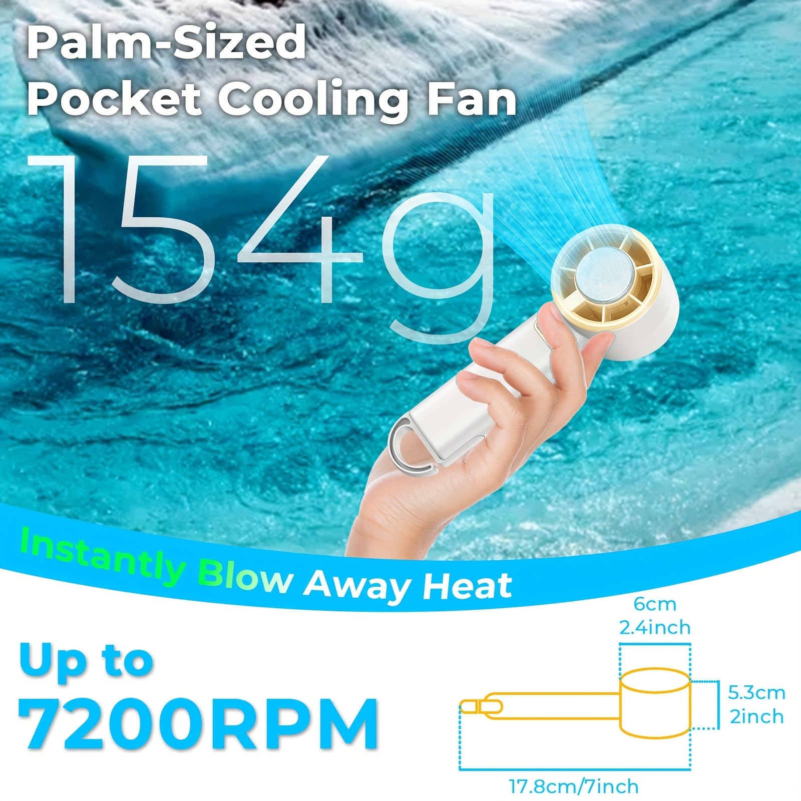 iWhale Portable Handheld Cooling Fan with Ice-Cooling Pad Powerful Cooling Relief Anywhere You Go