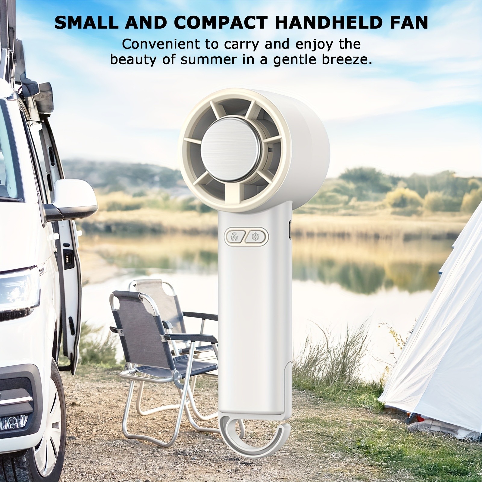 iWhale Portable Handheld Cooling Fan with Ice-Cooling Pad Powerful Cooling Relief Anywhere You Go