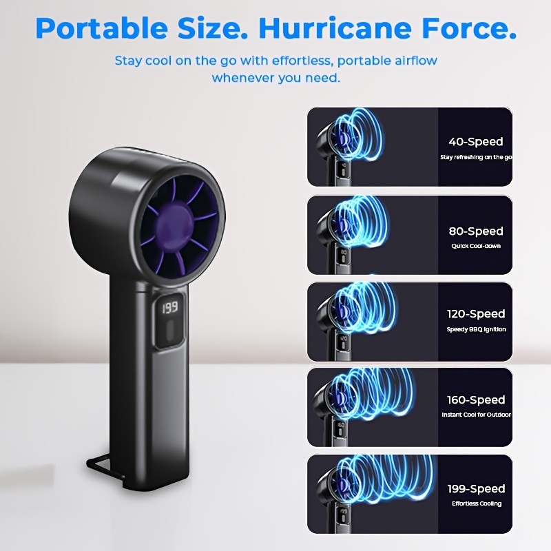 iWhale 199% Turbo Mini Fan with Digital Display Ultra-Powerful Cooling in a Pocket-Size Design