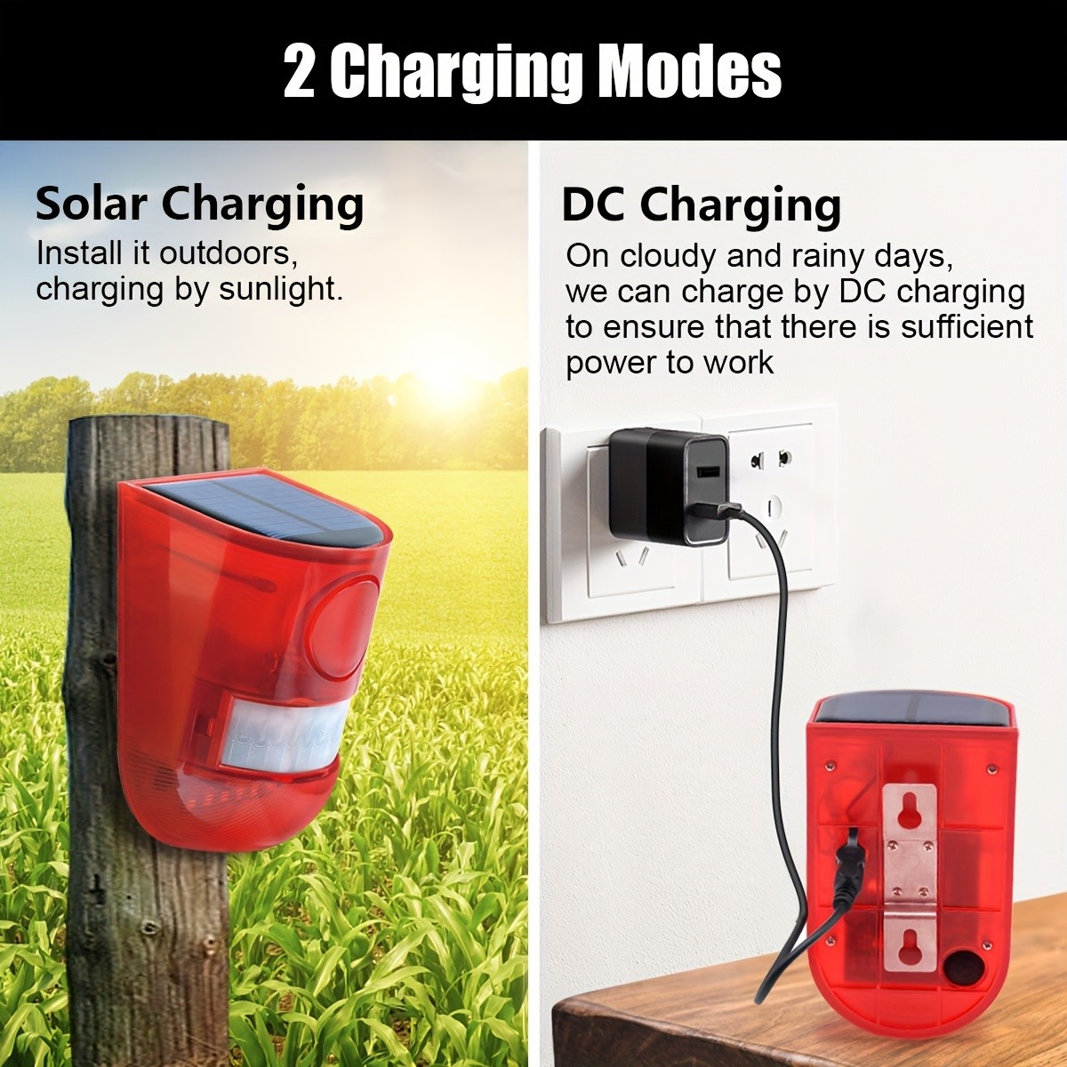 RUOCIN Solar Sound Alarm Motion Sensor