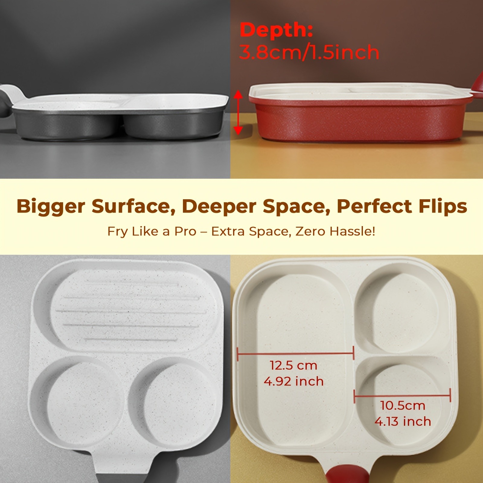 iWhale Non-Stick Breakfast Pan with 2+1 Ceramic Coating Easy Flip, Easy Clean & Perfect Breakfast Cooking Every Time