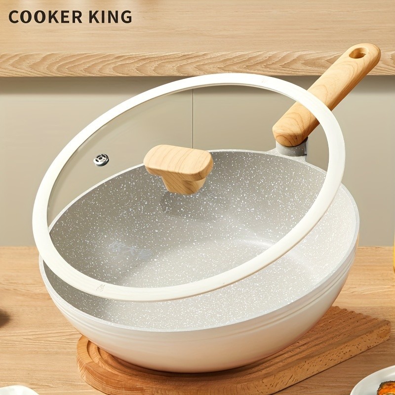 COOKER KING 30cm Non-Stick Wok Pan with Glass Lid Restaurant-Grade, Non-Toxic & Compatible with All NZ Cooktops