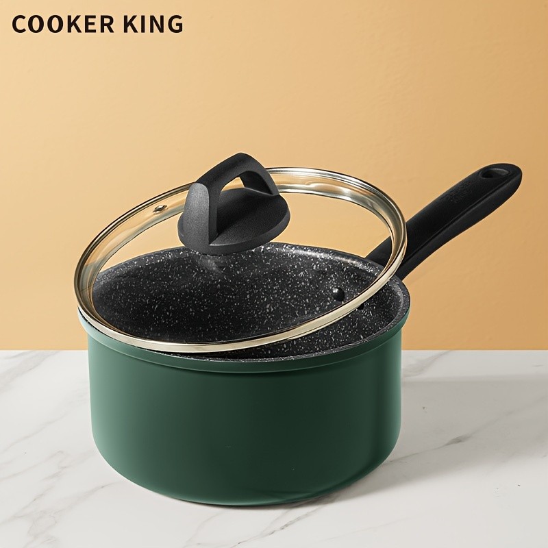 COOKER KING 18cm Nonstick Saucepan with Glass Lid PFOA-Free Aluminum Alloy Pot for Safe, Even & Easy Everyday NZ Cooking