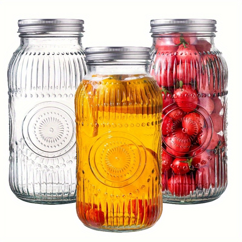 3-Pack 64oz Wide-Mouth Glass Storage Jars