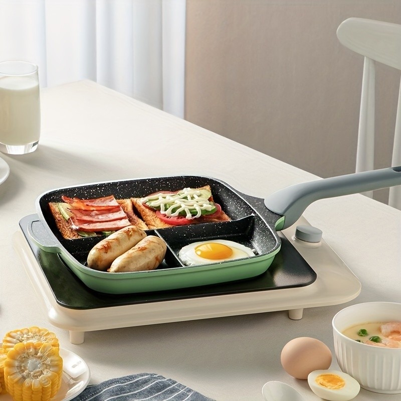 COOKER KING 3-in-1 Non-Stick Square Skillet Griddle Pan Multi-Section, PFOA-Free & Induction-Ready Cooking for All NZ Kitchens