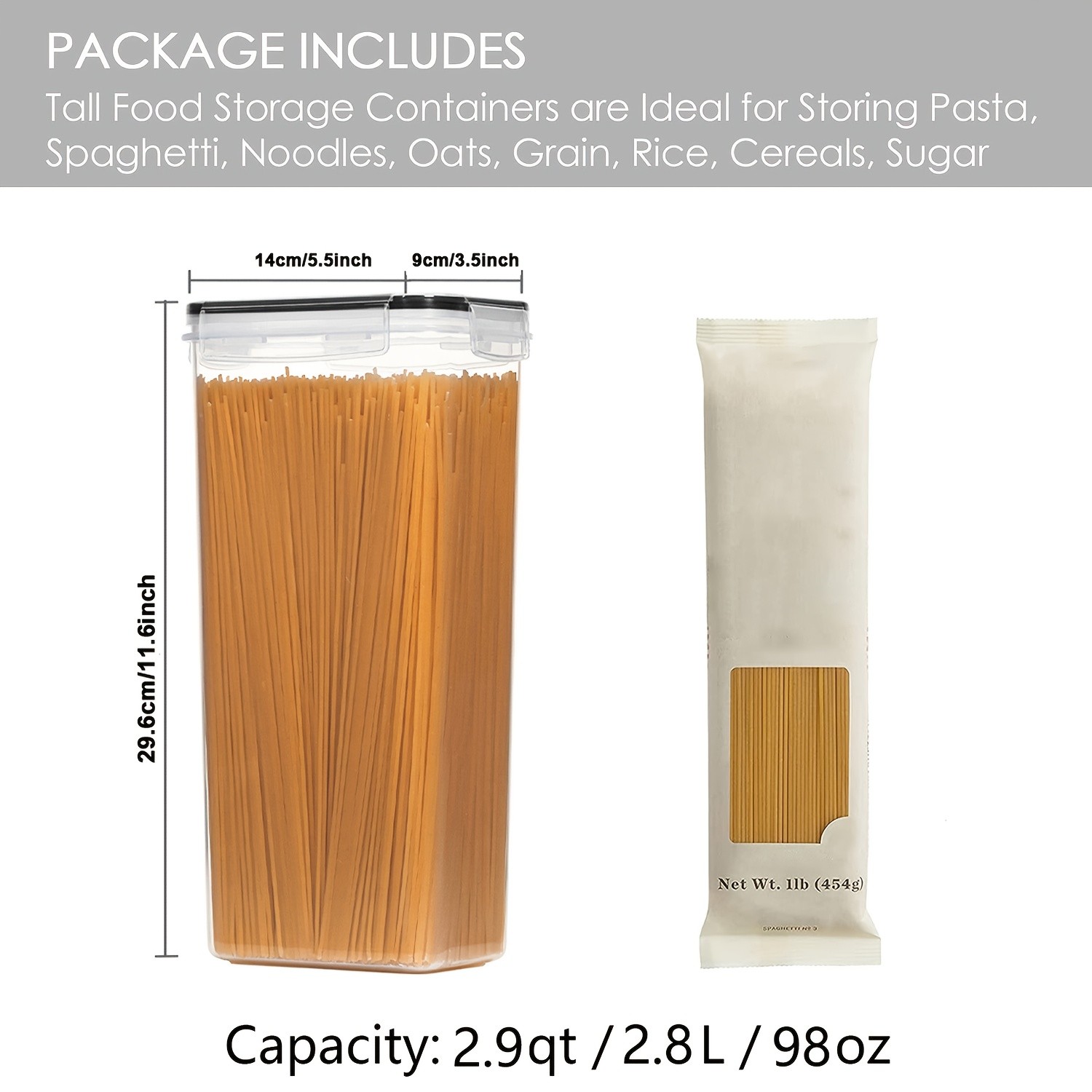 THELiFE 4/8pcs Airtight Pasta Storage Containers