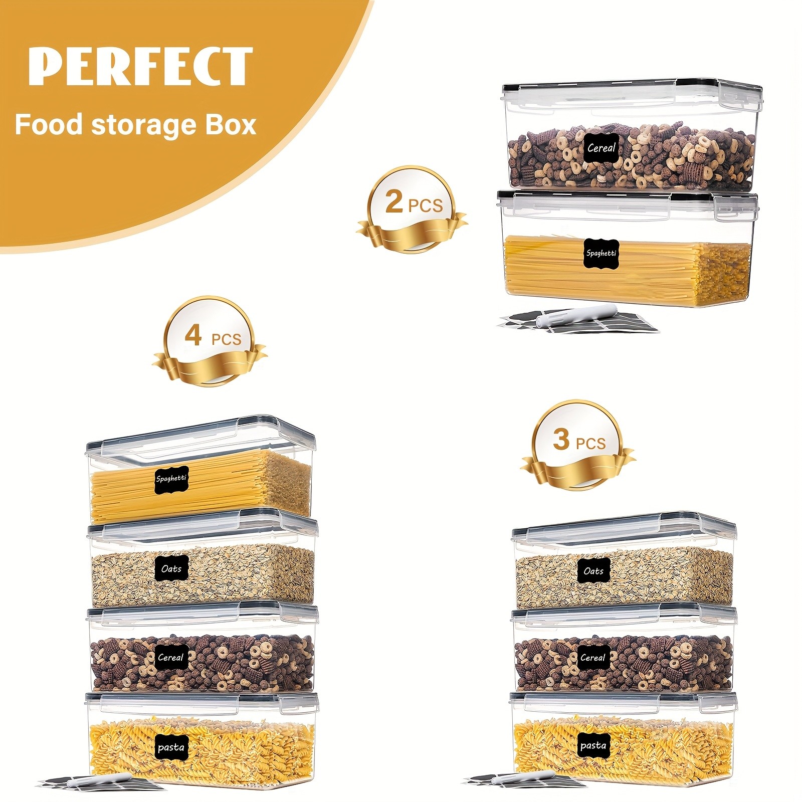 THELiFE Airtight Food Storage Containers 8/6/4 Set 3.2L