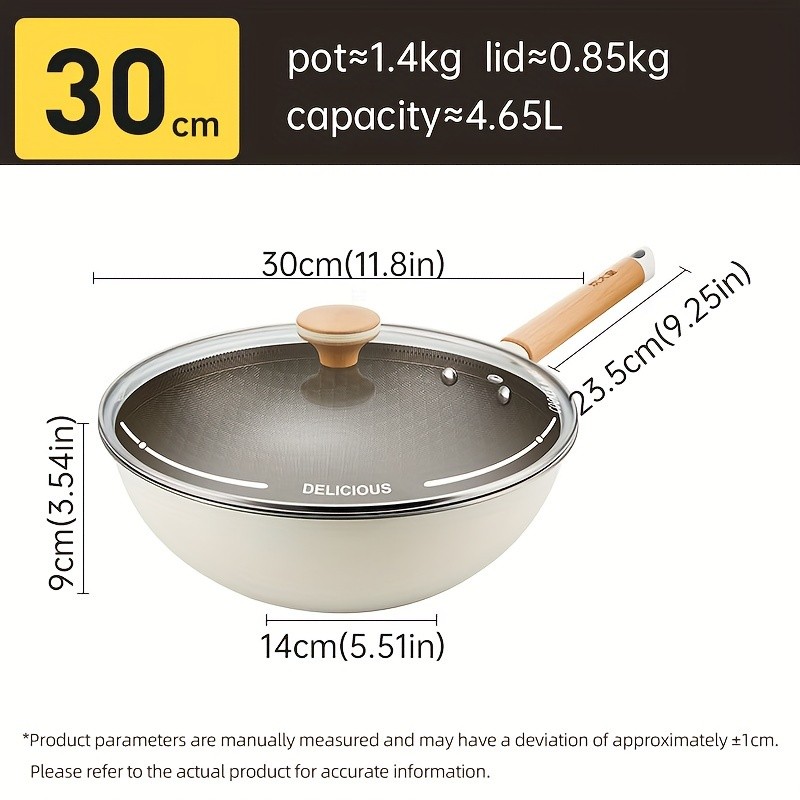 COOKER KING Non-Stick Titanium Coated Wok Pan with Lid Healthy, PTFE/PFOA-Free Multi-Layer Wok for All NZ Cooktops