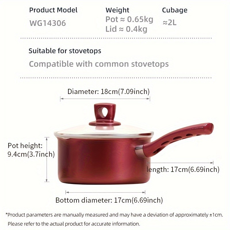 COOKER KING 2.1QT Nonstick Saucepan with Glass Lid Safe, Even-Heating Daily Pot for All NZ Cooktops
