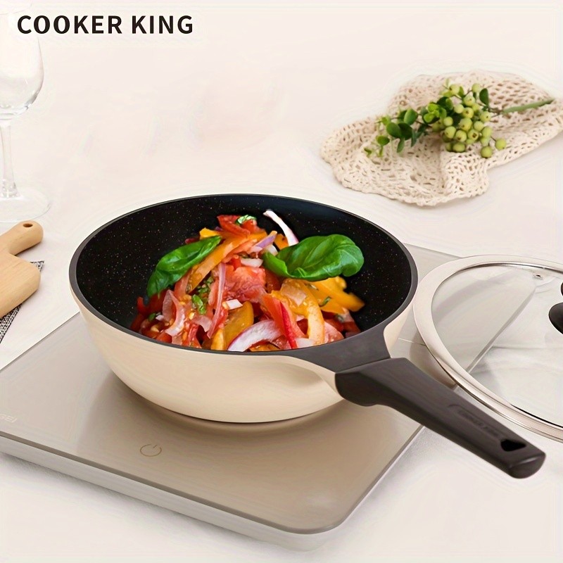 COOKER KING 9.45-Inch Deep Nonstick Fry Pan with Glass Lid Restaurant-Grade, PTFE/PFOA-Free Skillet for All NZ Cooktops