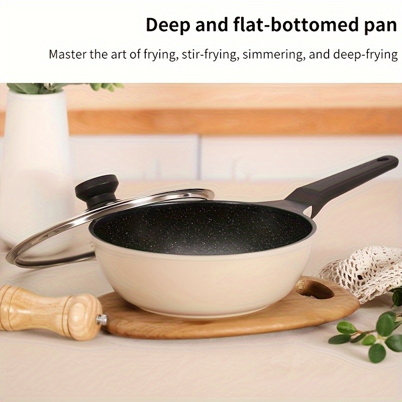 COOKER KING 9.45-Inch Deep Nonstick Fry Pan with Glass Lid Restaurant-Grade, PTFE/PFOA-Free Skillet for All NZ Cooktops