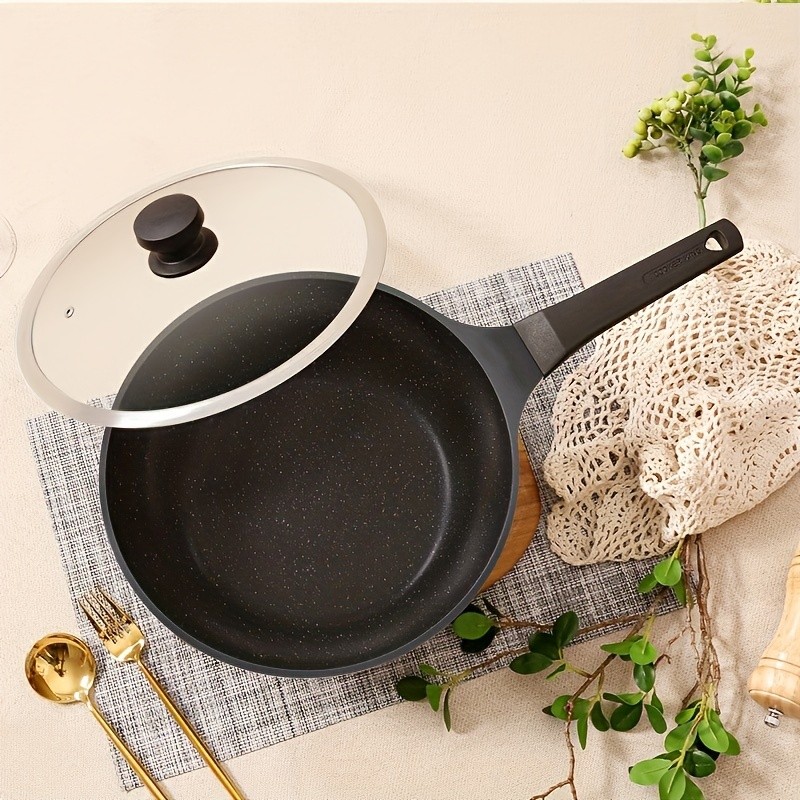 COOKER KING 9.45-Inch Deep Nonstick Fry Pan with Glass Lid Restaurant-Grade, PTFE/PFOA-Free Skillet for All NZ Cooktops