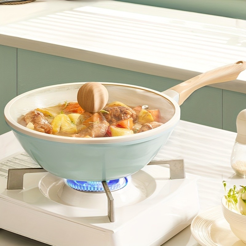 COOKER KING 28cm Titanium-Ceramic Wok with Lid PFOA/PTFE-Free Stir-Fry Pan with Cool-Touch Handles for All NZ Cooktops