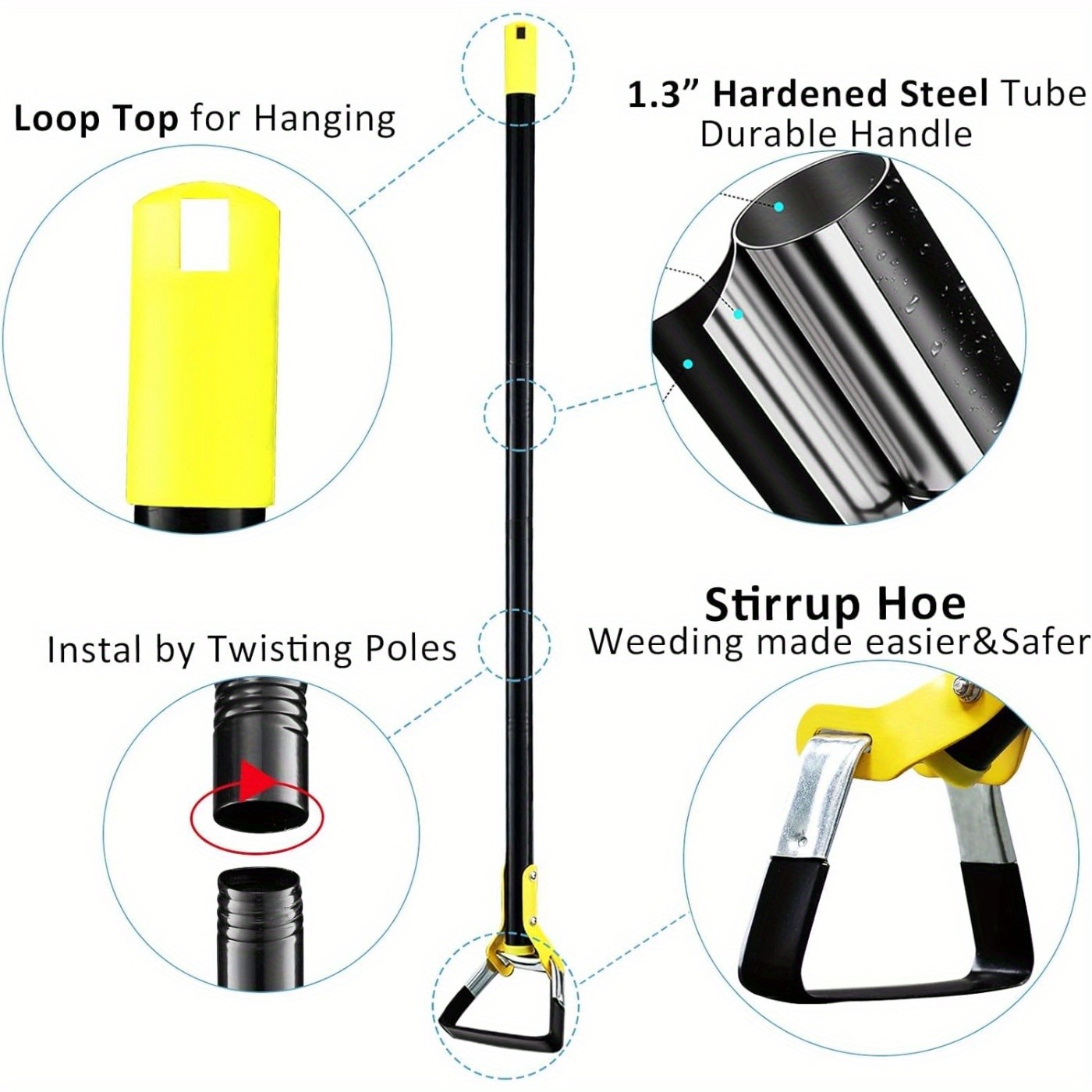 GMMLAIJH Heavy-Duty Adjustable Long Handle Horticultural Hoe