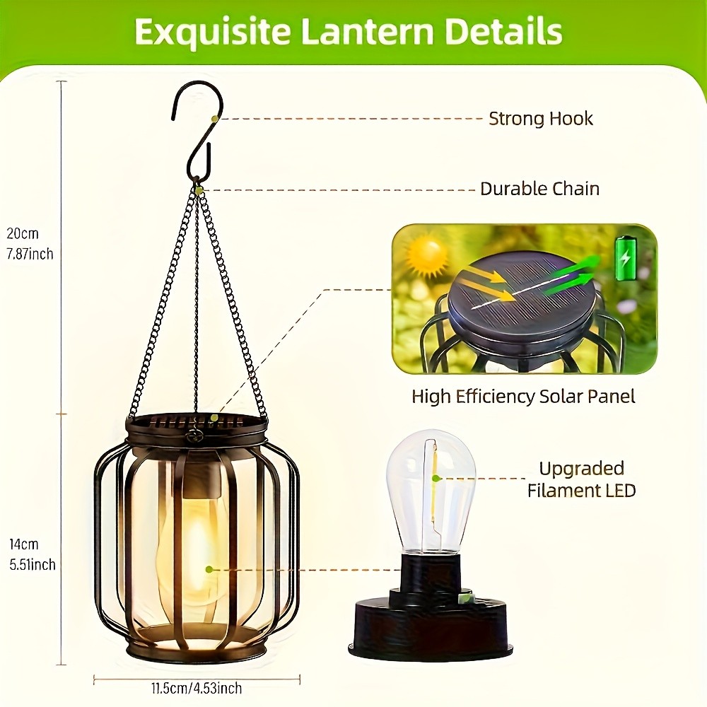 LiHangStar 4pcs Solar Outdoor Hanging Lights