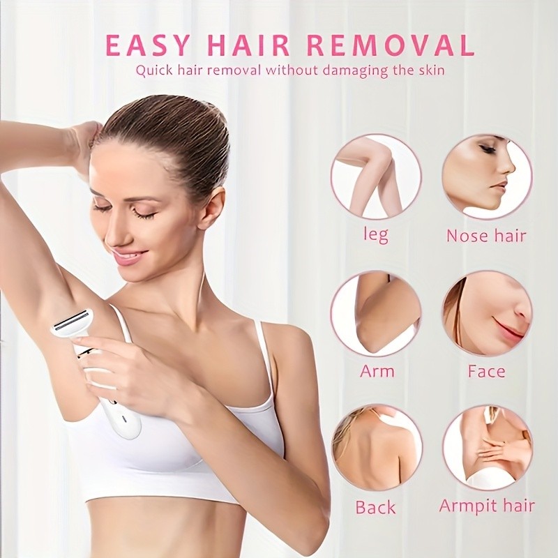 FEIYBA 4-in-1 USB Womens Hair Remover Gentle Full-Body Shaver with Multi-Head Design for Smooth Daily Grooming