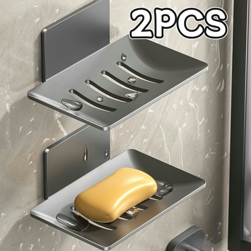 Sunlum 2pcs No-Drill Wall-Mounted Soap Holder