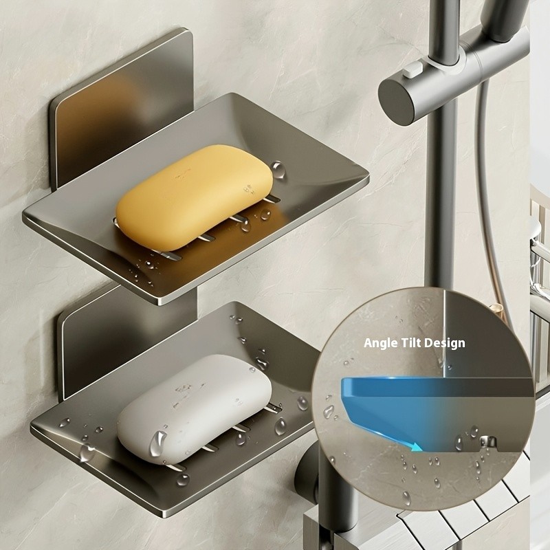 Sunlum 2pcs No-Drill Wall-Mounted Soap Holder