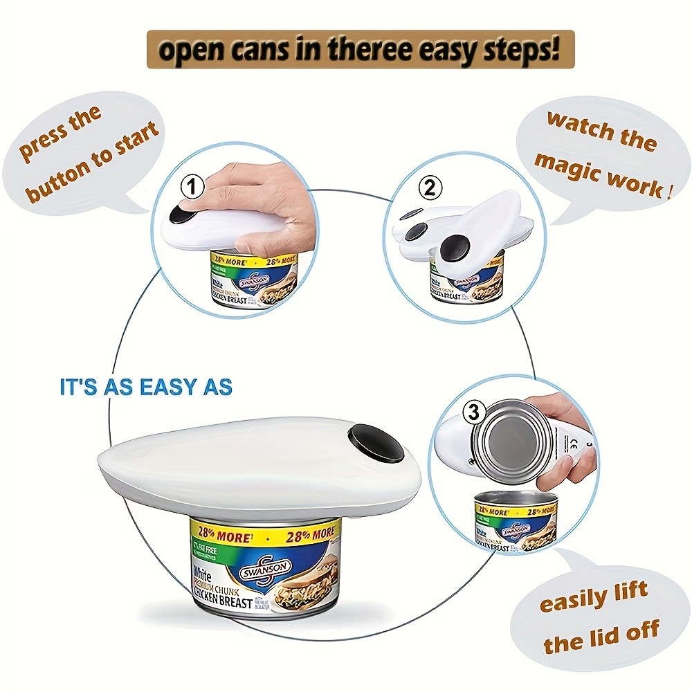 FEIYBA Compact Cordless Electric Can Opener Smooth-Edge, Safe Auto Shut-Off Design for Easy Kitchen & Camping Use