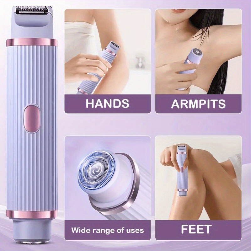 FEIYBA Dual-Head Womens USB Hair Trimmer Pastel Pink Full-Body Shaver with Long-Lasting Lithium Power